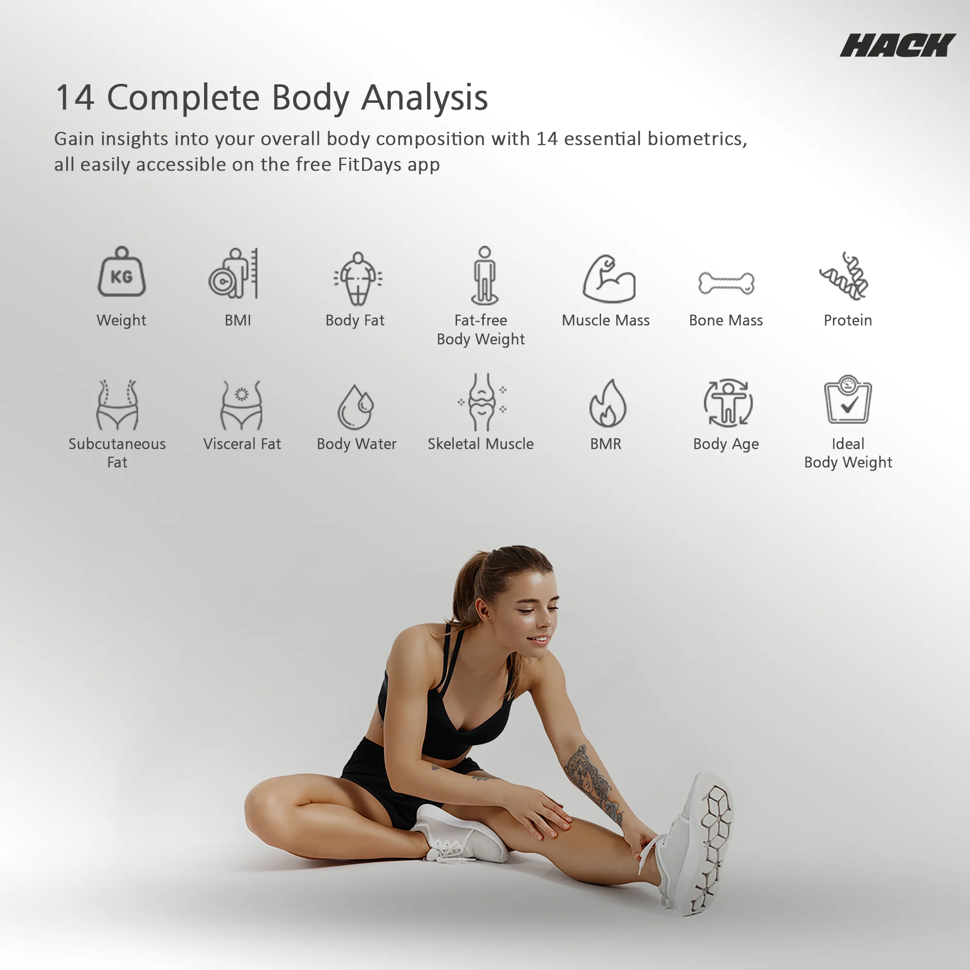 Hack Athletics BMI Body Weighing Scale Black - Image 3