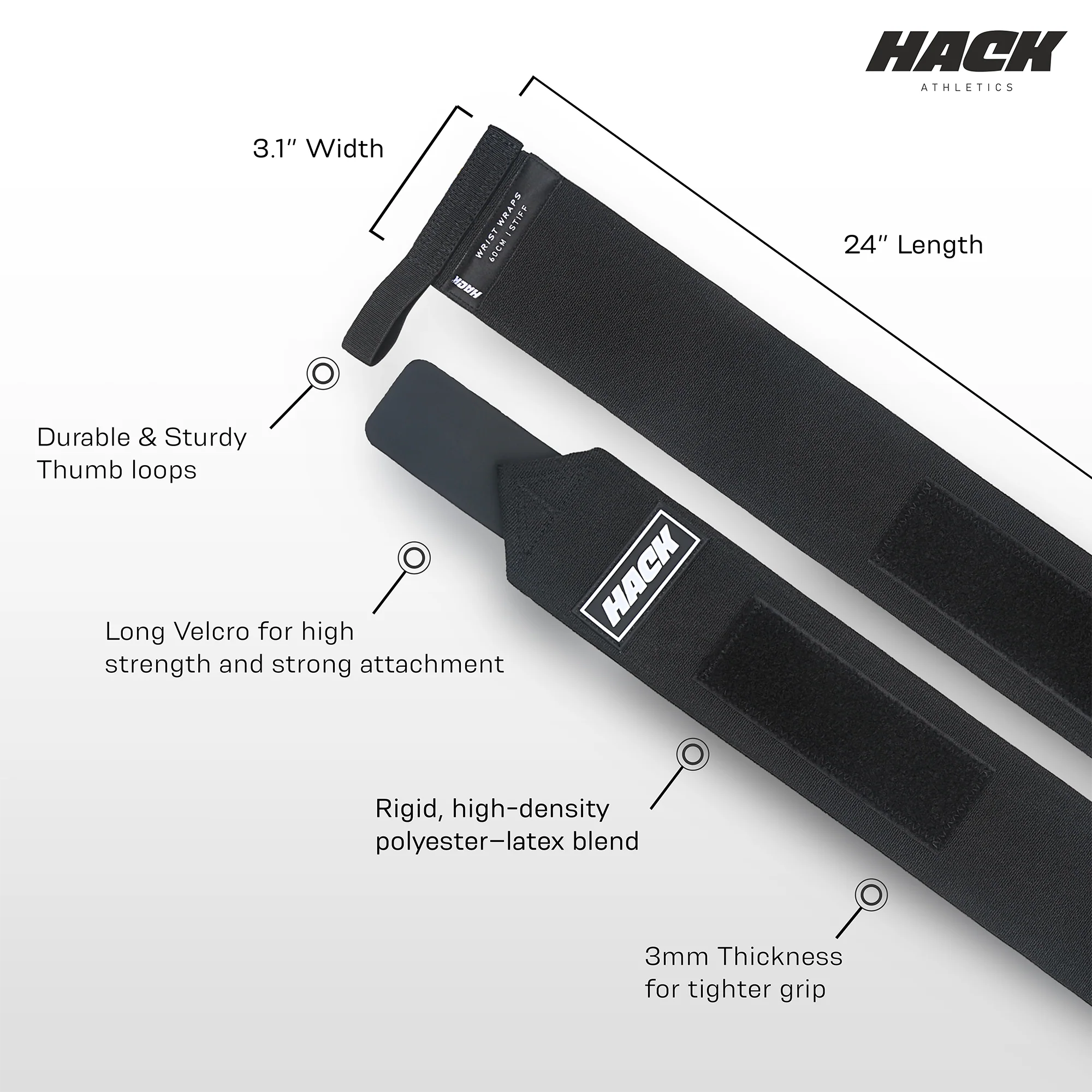 Hack Athletics Professional 24” Wrist Wrap - Stiff - Image 3